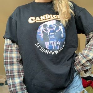 Unisex shirt with flannel sleeves. Brand new!